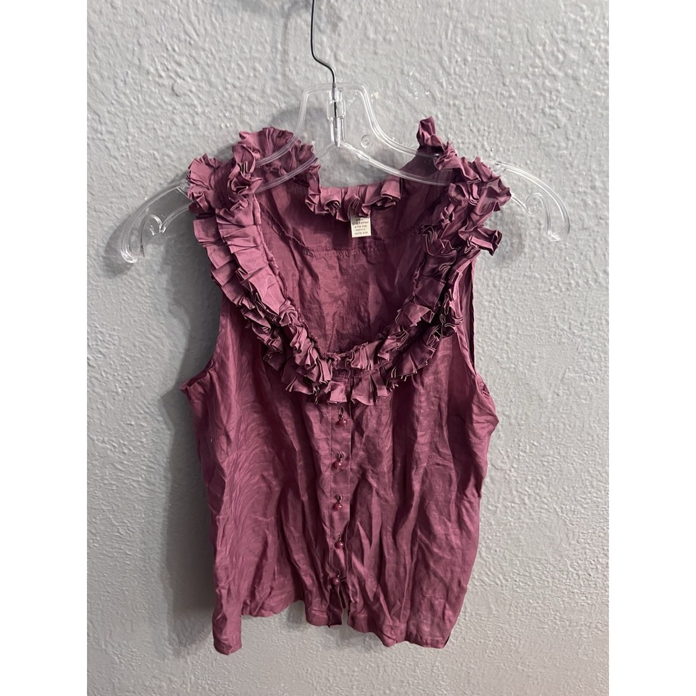 J Crew Shirt Womens Size 10 PurplishButton Up Sleeveless Silk